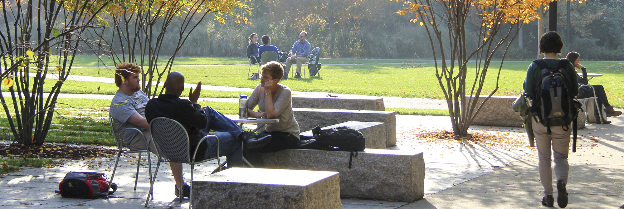 HDS students sitting together on the campus green