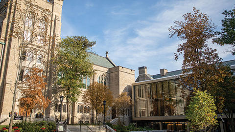 Swartz Hall and the campus green at HDS