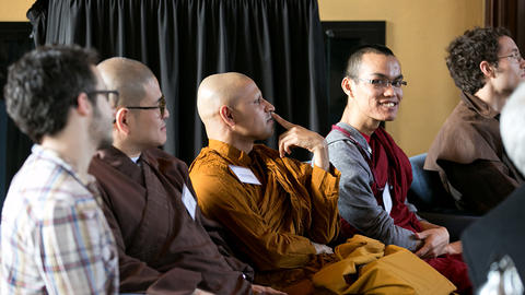 HDS international students sitting at an event