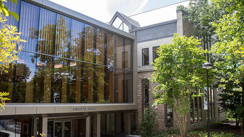 Entrance to Swartz Hall and the HDS Library