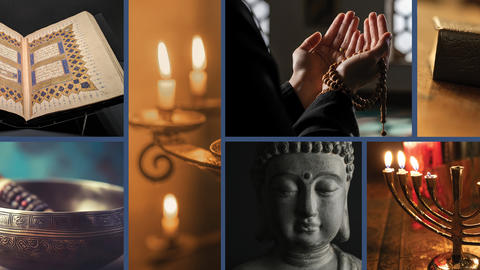 Sacred texts, religious symbols, and scenes from the 2024 Seasons of Light gathering at DHS 