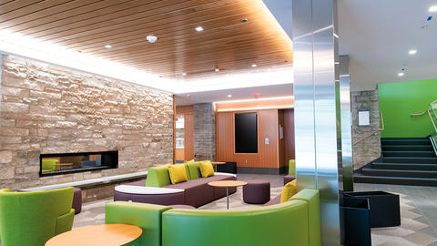 HDS Commons fireplace in Swartz Hall