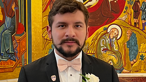 Andres Frischeisen looks at the camera
