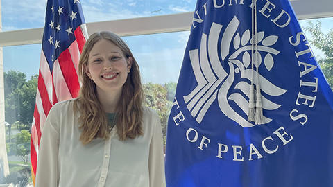 Ailih Weeldreyer, MTS '24, at the United States Institute of Peace / Courtesy image