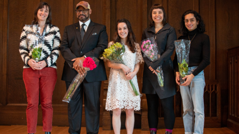 Billings finalists stand, some holding flowers