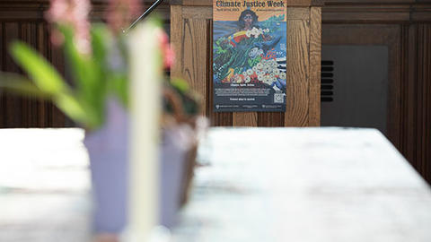 Climate Justice Week poster in Williams Chapel