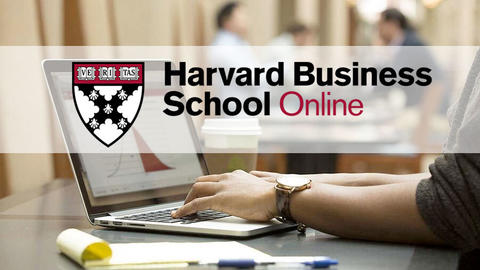 HBS logo superimposed over photo pf hands typing on a laptop