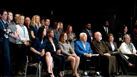 Kenneth Moales III, MDiv '24, back row third from right, attends the “Stand Up To Jewish Hate” campaign event with faith leaders. Photo