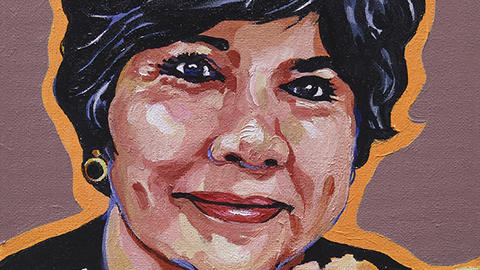 A painting of Sarita Esther Regalado, of Mexico, who was killed in the August 3, 2019 mass shooting in El Paso, Texas. Portrait by Ellen Elmes