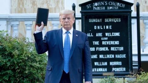 President Trump in front of St. John's in Washington, DC
