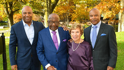 The Williams Family (Mark, Preston, Connie, and David) at the Preston N. Williams Chapel Naming Celebration in November 2021. / Photo: Justin Knight
