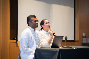 Hindu monastics speaking at an HDS event
