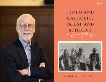 Francis Clooney headshot next to cover of his book