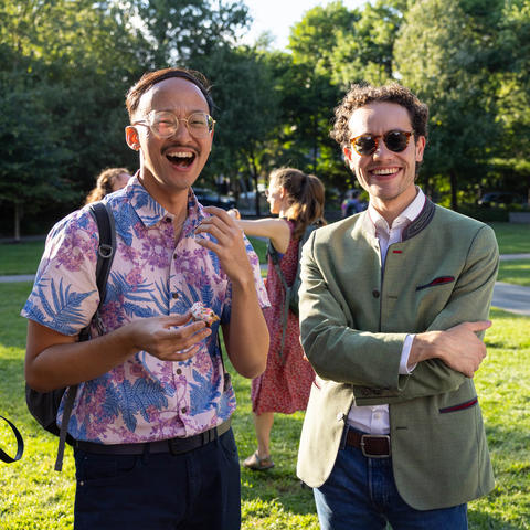 community members enjoy time on the lawn