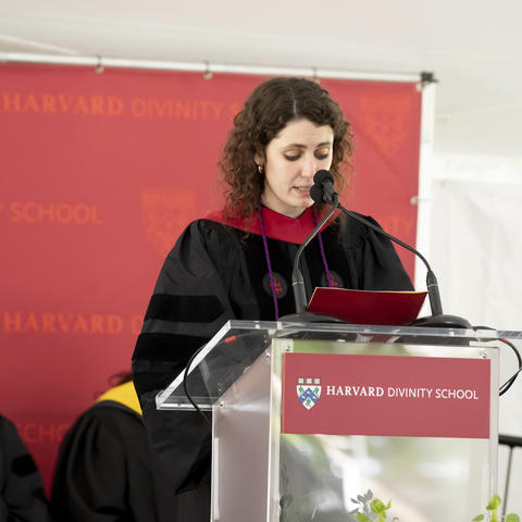Rachel Florman delivering remarks during the Diploma Awarding Ceremony