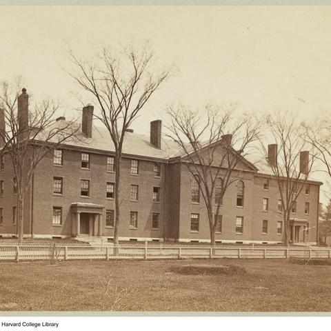 Black and white photo of Divinity Hall 
