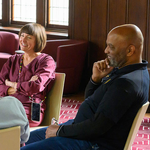 Small group of HDS students meeting in a classroom