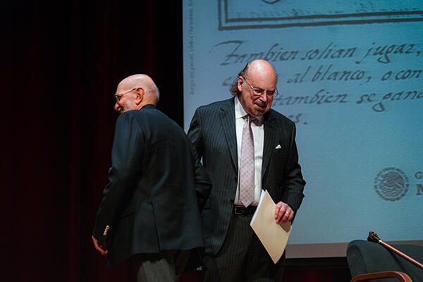 HDS Professor Davíd Carrasco with Eduardo Matos Moctezuma in Mexico in 2019. Photo by Ryan Christopher Jones