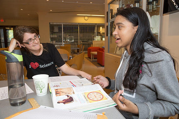 Gabby Goodman, HDS ’16, tutors Gabby Mata-Torres, a seventh-grader.
