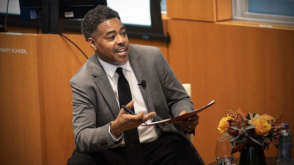 Professor Terrence Johnson speaking during panel conversation.