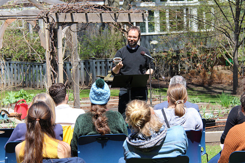 worship service next to the HDS Garden