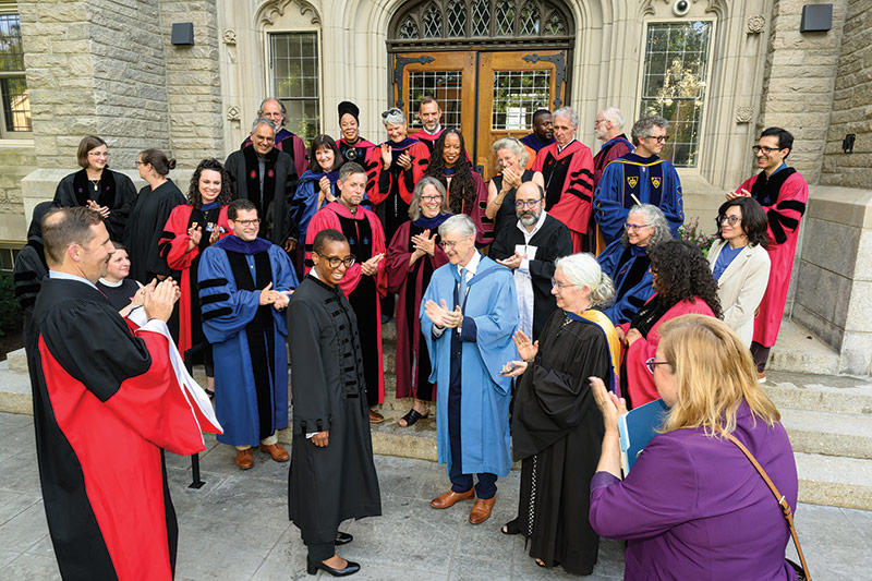 HDS faculty members gathered outside Swartz Hall