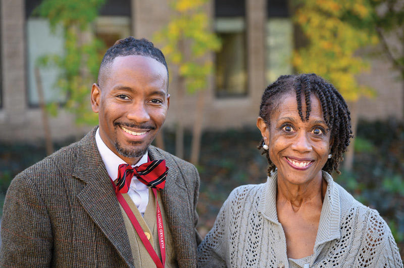 Arleigh Prelow and Quardricos Driskell pose together outside Swartz Hall