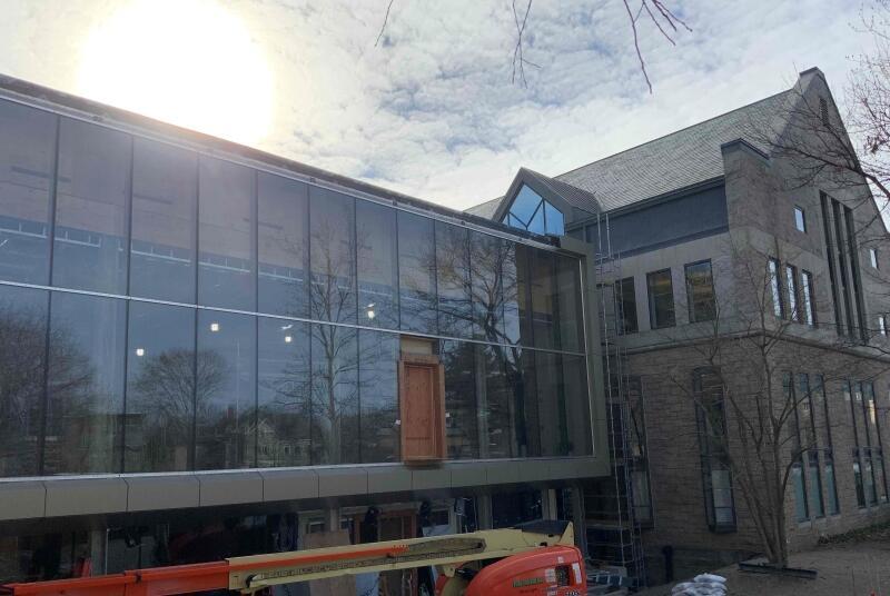 Exterior of Swartz Hall multipurpose room in January 2021