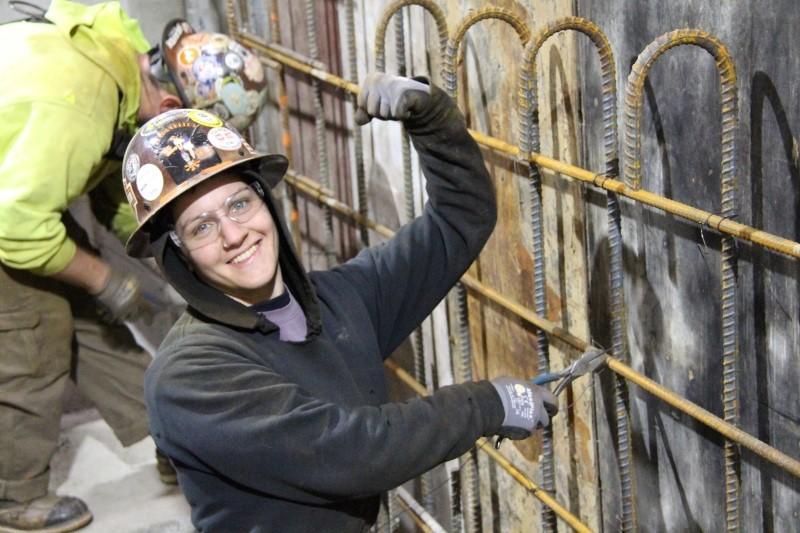 Katie Davenport working on Swartz Hall