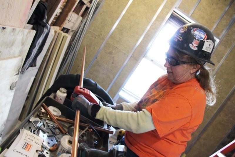Deborah Mullen working on Swartz Hall