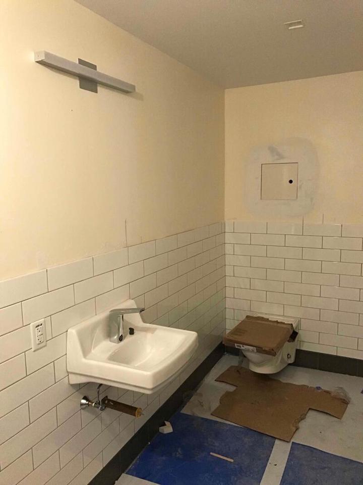 Swartz Hall bathroom under construction
