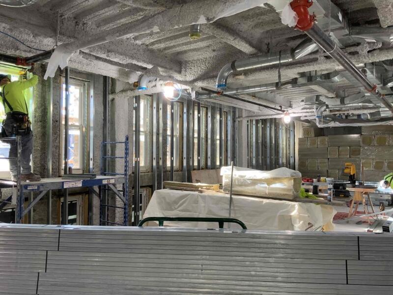 Wall framing at Swartz Hall