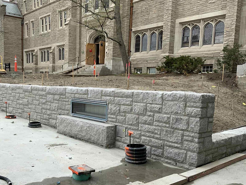 Swartz Hall exterior fireplace