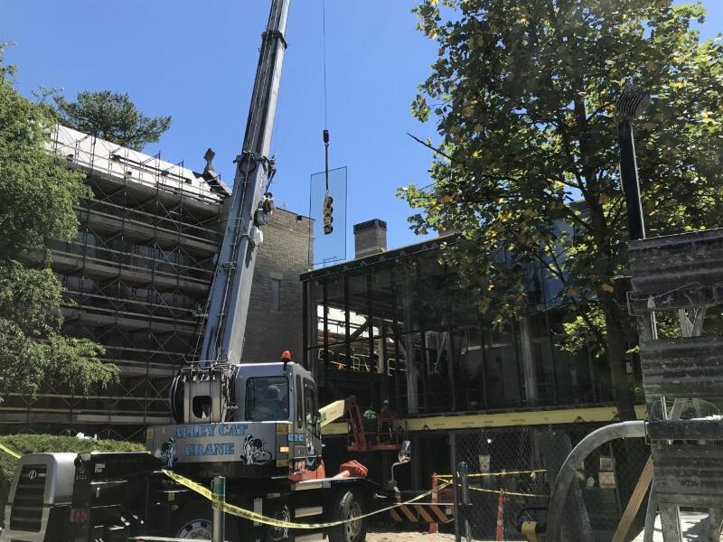 Swartz Hall multipurpose room glass installation