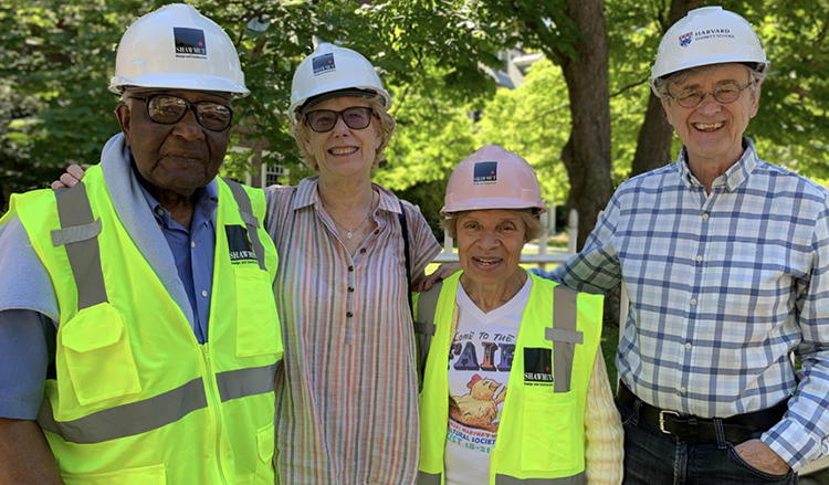 Connie and Preston Williams with David and Louanne Hempton during a tour of the Swartz Hall renovation in June 2021. / Photo: Sue Reuther