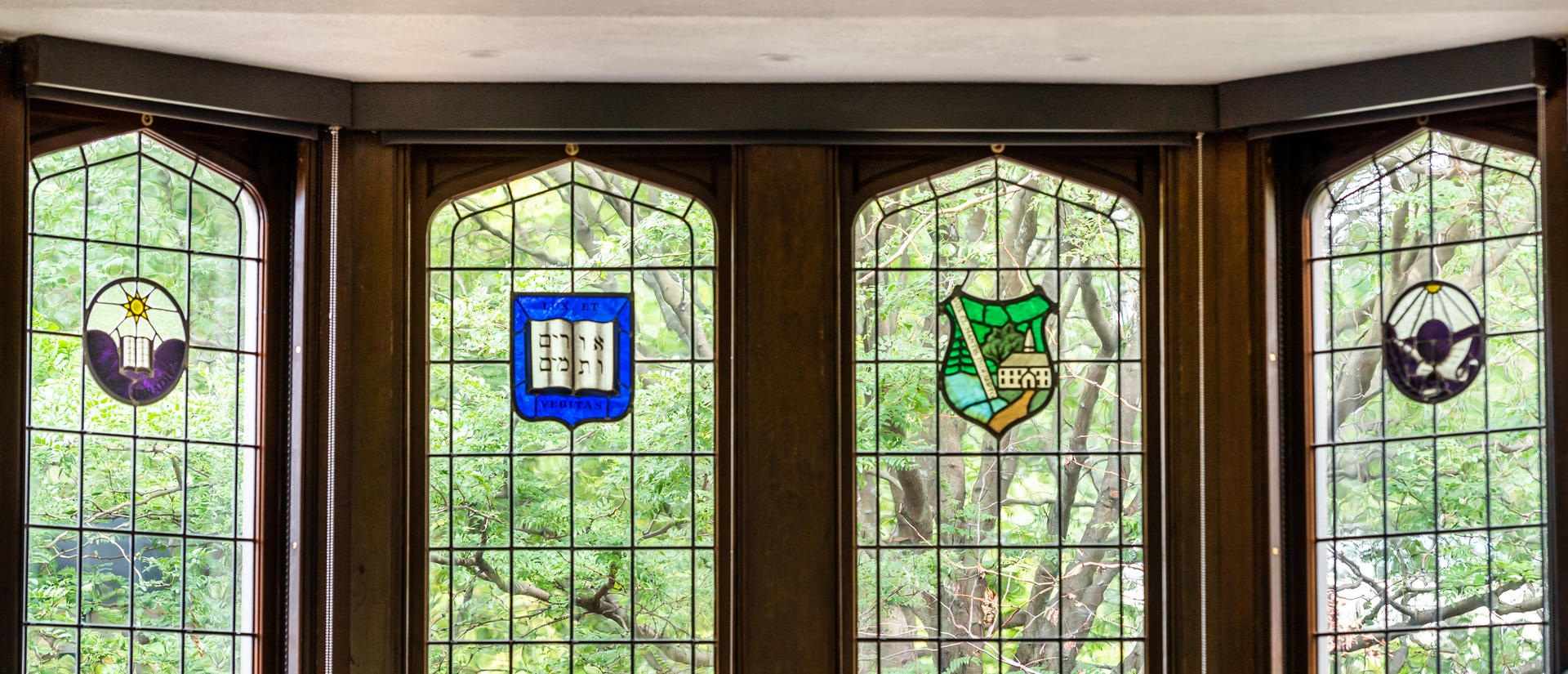 Stained glass windows in Swartz Hall
