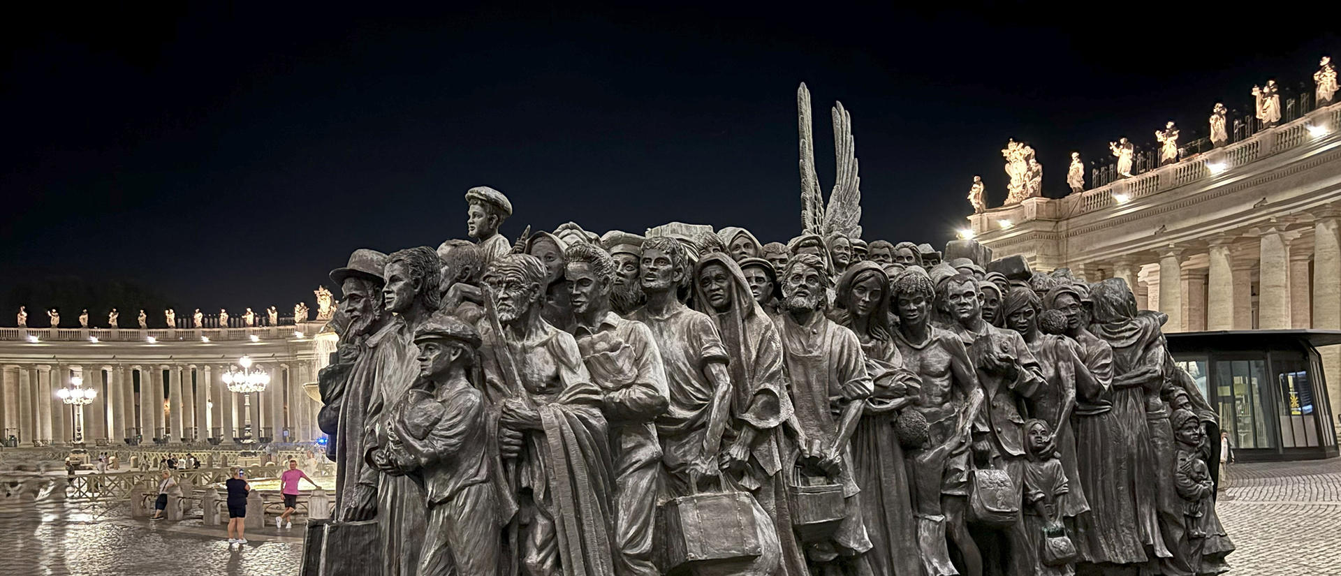 monument in Vatican City at night